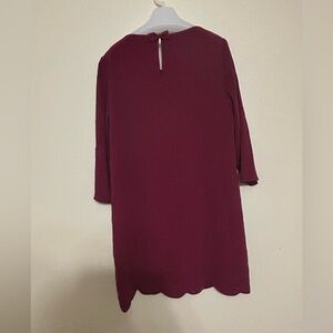 CeCe Chic Burgundy Dress with Scalloped Hem